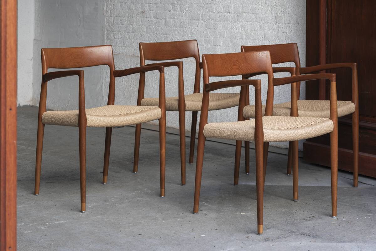 Ensemble de 4 chaises à repas, modèle 57, par Niels O. Moller, Danemark, 1960