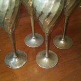 Flûtes à champagne en laiton argenté, set de 4 pièces