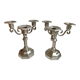 Duo of 3-spoke brass candlesticks art deco 30s