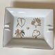 Old rectangular Limoges Porcelain Ashtray: Leaf designs signed GP