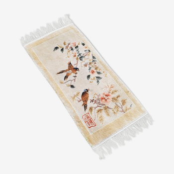 Tapis en soie oiseau 60x30cm