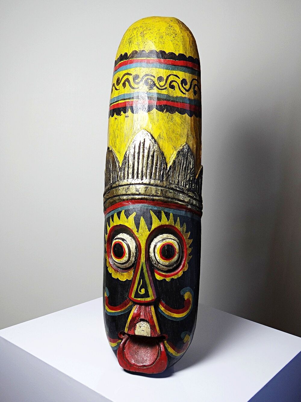 Large Balinese mask carved and hand-painted in wood, Indonesia, 1970s.