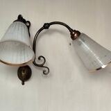 Bronze wall light with 2 lights and 2 granite glass tulips
