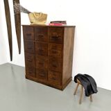 Meuble de métier ancien à 12 tiroirs, circa 1900