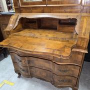 Venetian style Louis XV scriban secretary in marquetry walnut.
