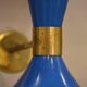 Pair diabolo blue Italian design brass