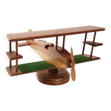 Vintage teak airplane on a stand - 1960s