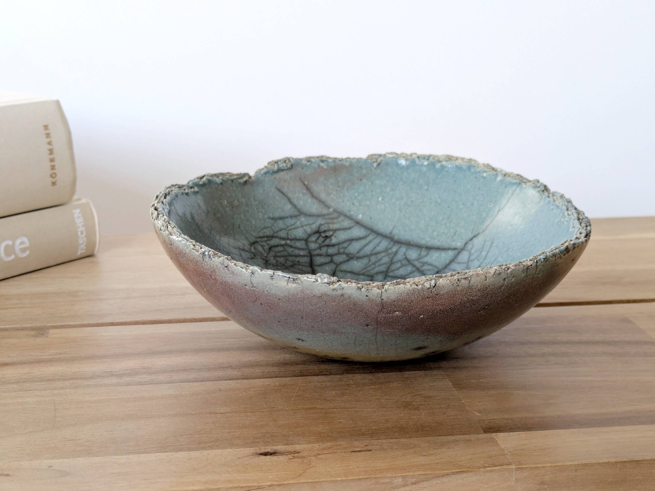 Vintage Raku ceramic bowl, handmade, signed, Japanese craftsmanship.