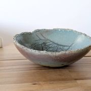 Vintage Raku ceramic bowl, handmade, signed, Japanese craftsmanship.