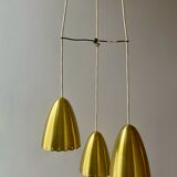 Golden bell mid-century brass pendant lamp set denmark 1960's