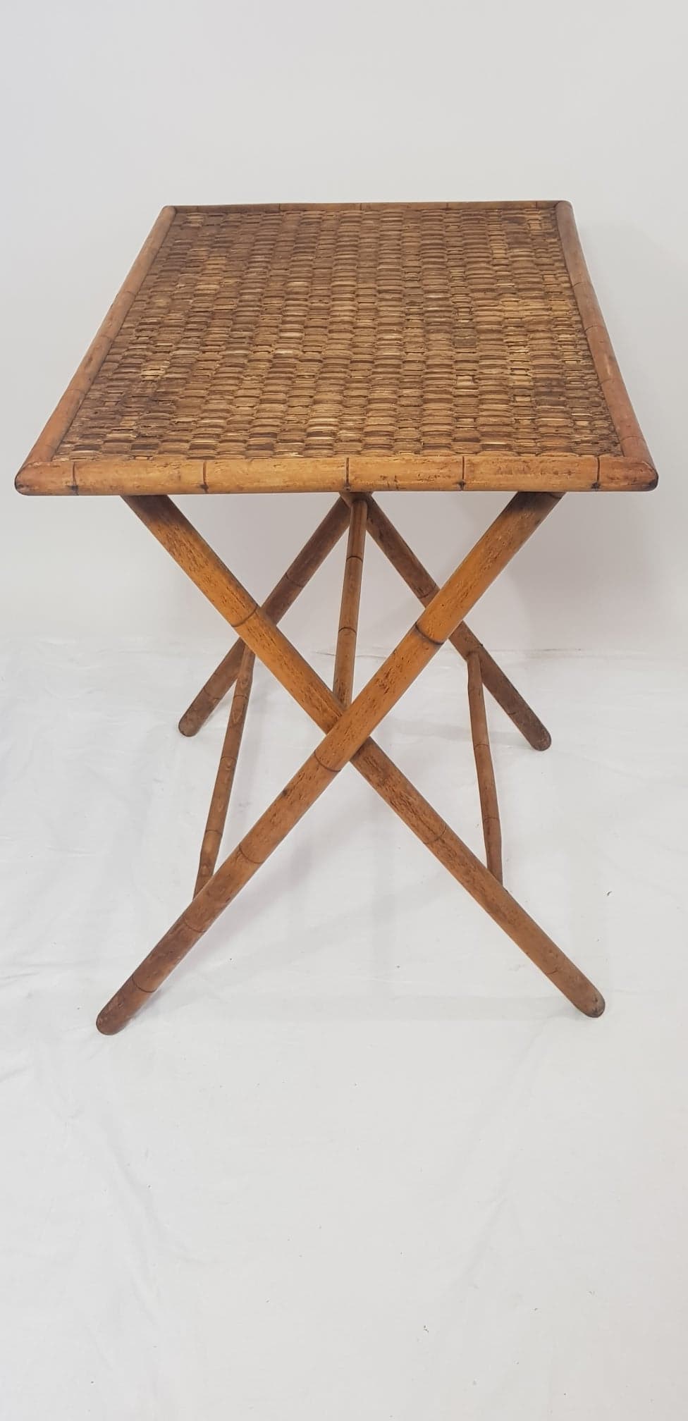 Folding side table bamboo 19th