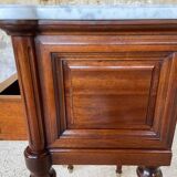Table de chevet style Louis XVI, marbre de Carrare et acajou