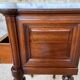 Louis XVI style bedside table, Carrara marble and mahogany