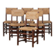 Set of 6 oak rush chairs, French work, 1950.