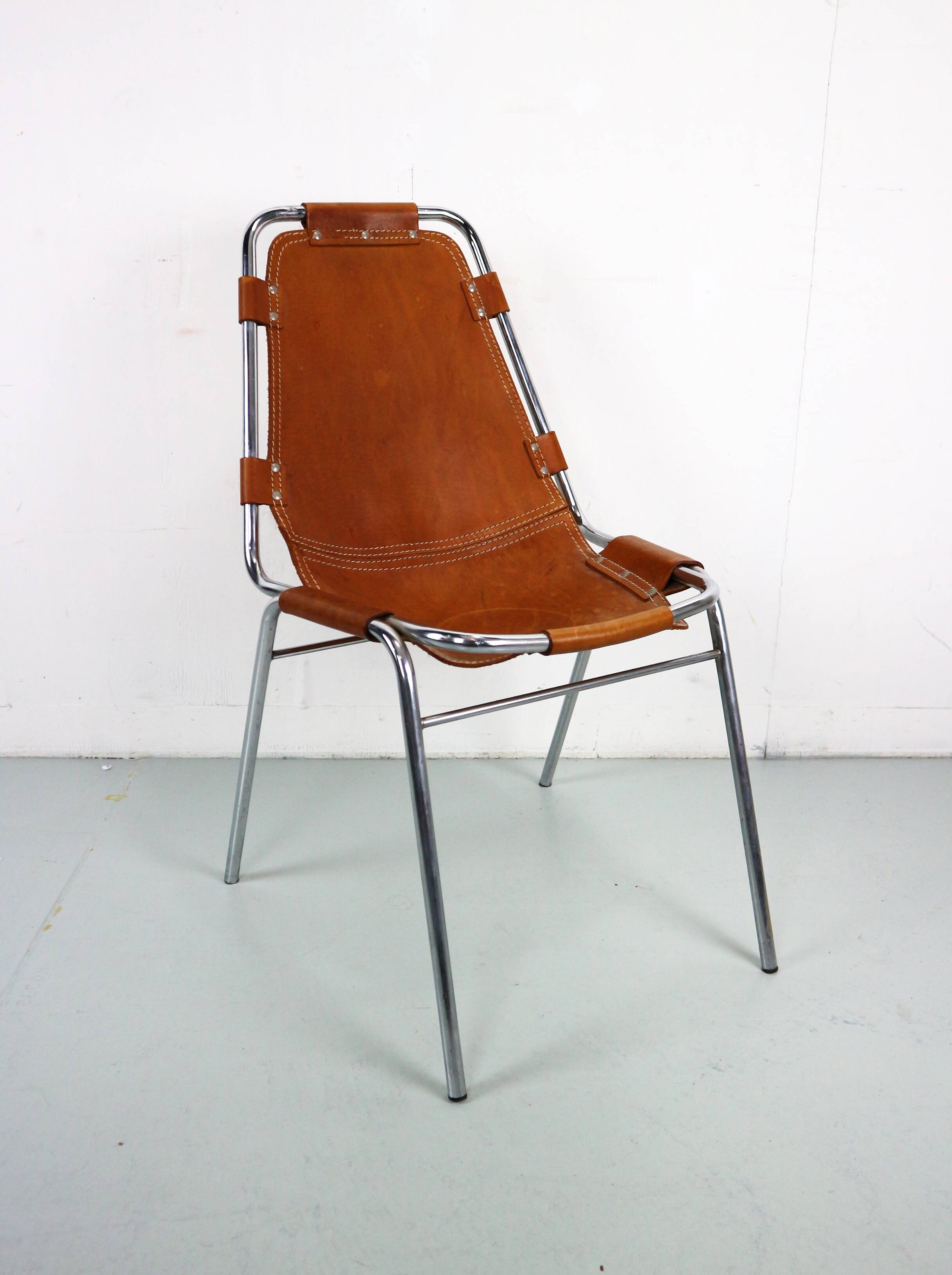 Dalvera  "Les Arc" Set of 2 Original Leather side chairs, 1960