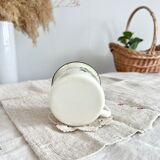 Vintage beige enamelled cup green border olive branch pattern rustic style