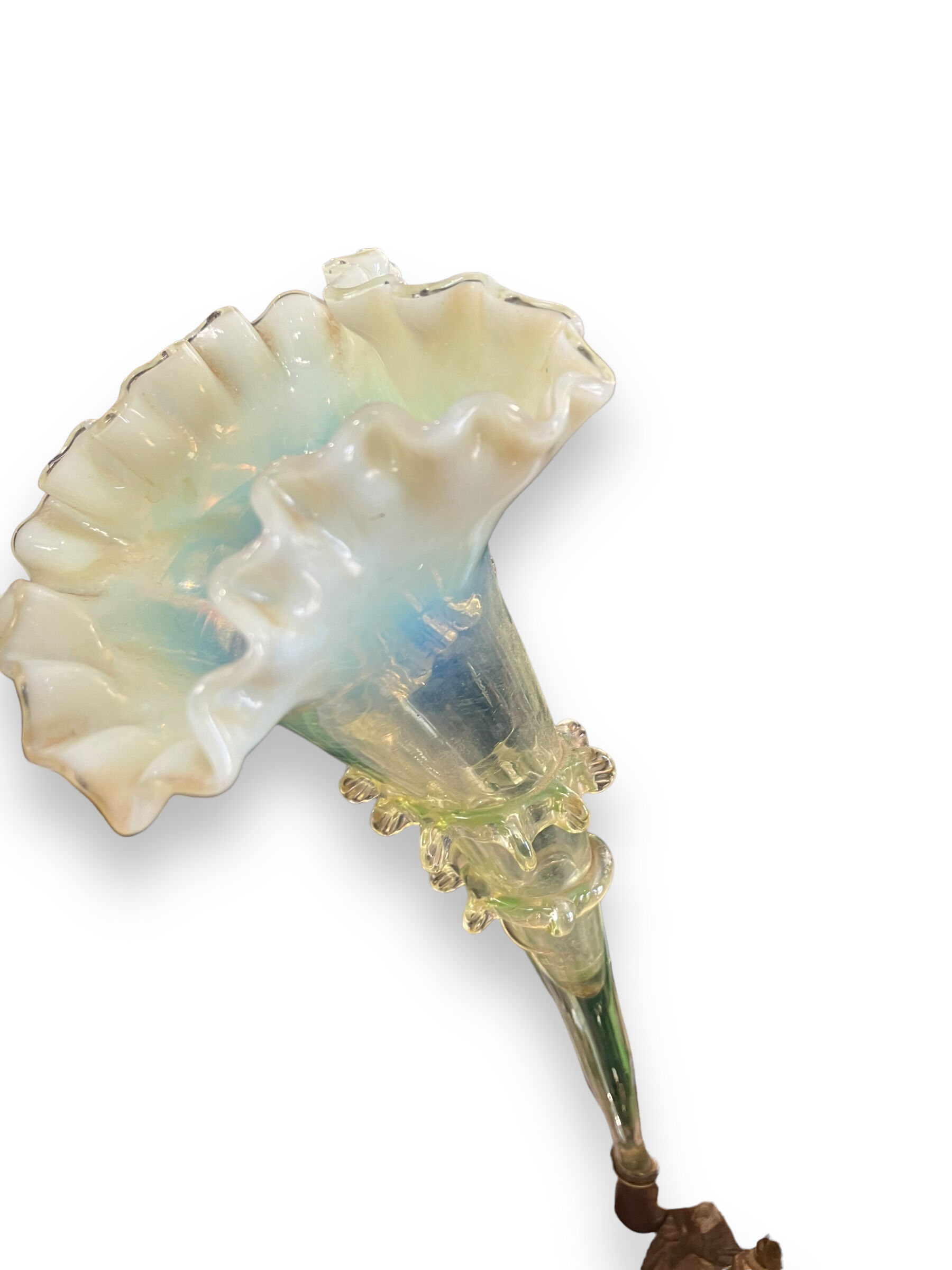 Tulip tree centerpiece in opalescent glass and bronze nineteenth