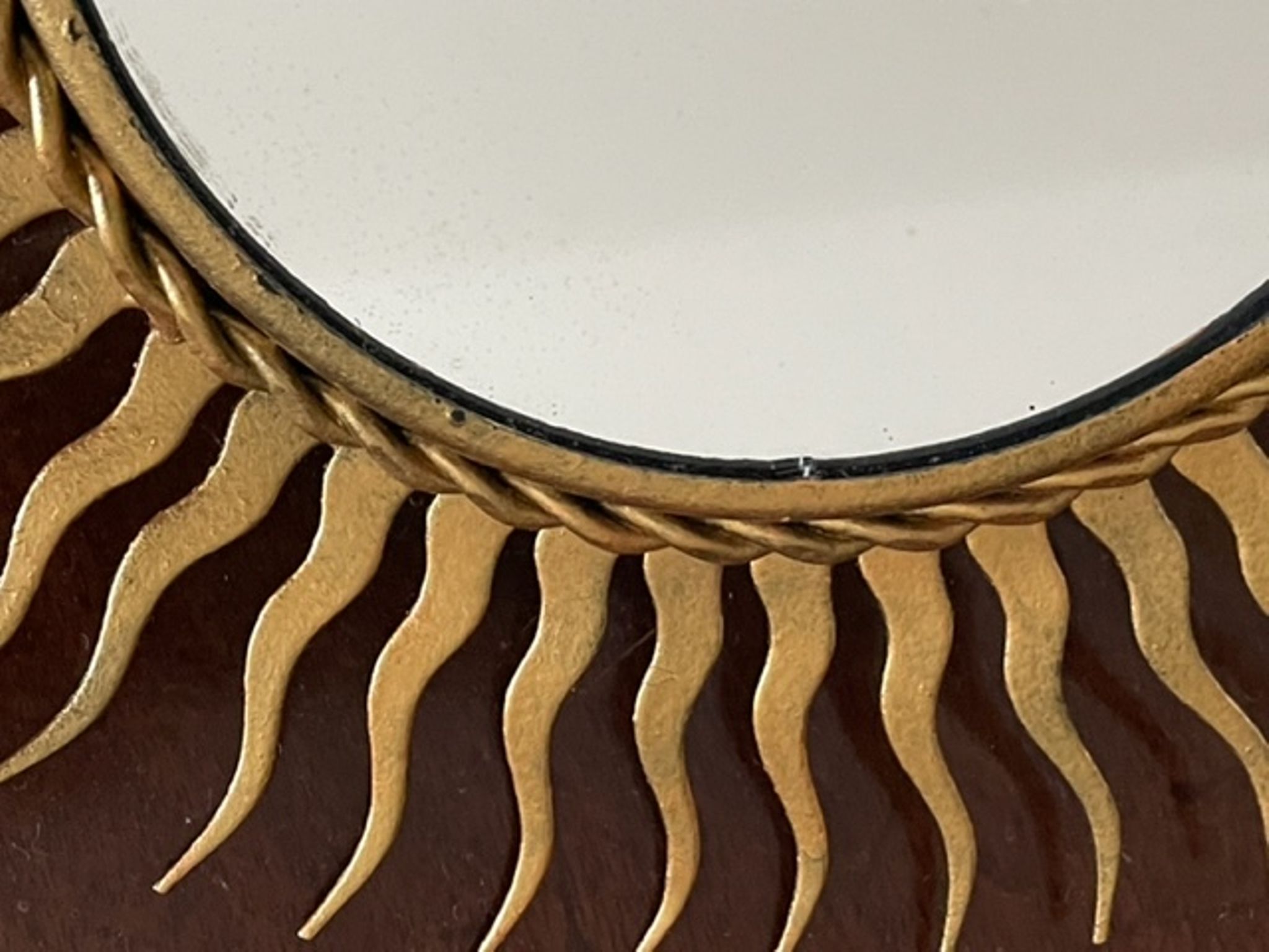 Sun mirror in gold metal 1950  21cm