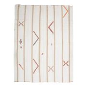 White Brown Antique Handmade Wool Kilim Rug 190x251