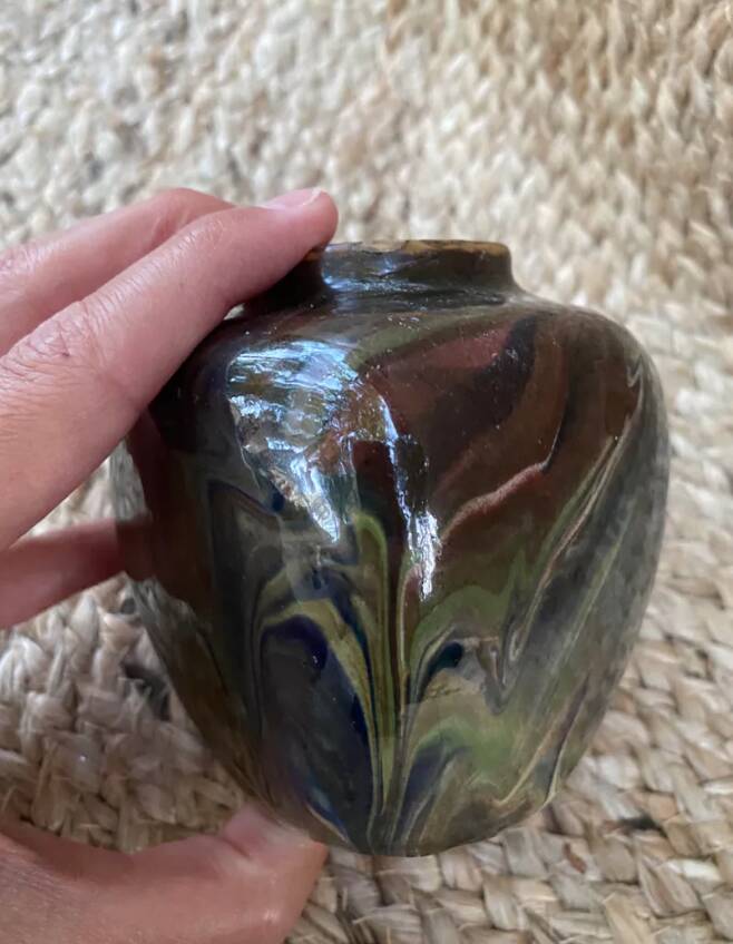 Vase in marbled glazed earthenware, Savoie