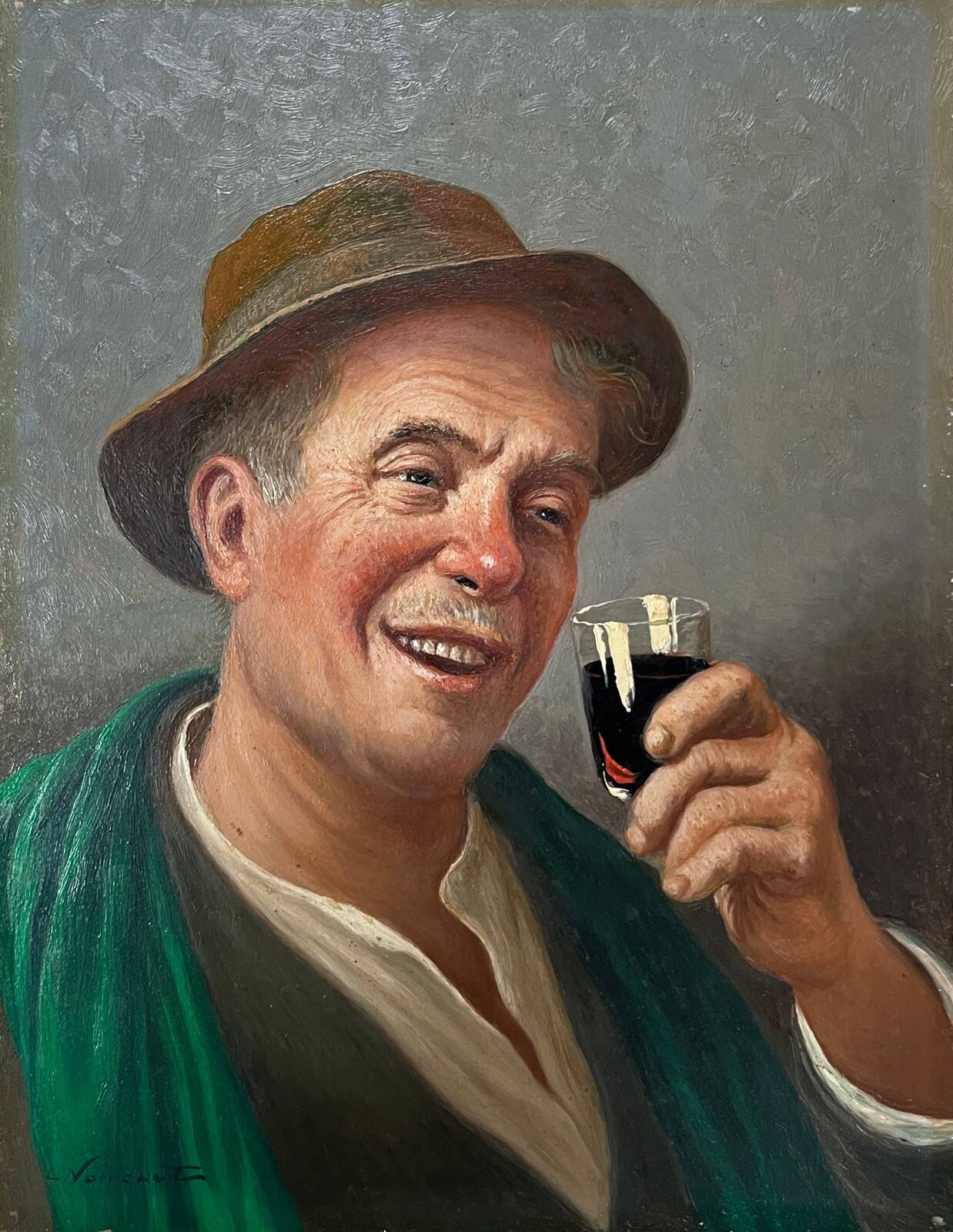 Table HSP L. NOIREAUT (1890-1960) "Laughing man drinking"