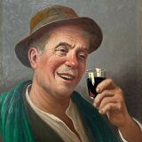 Table HSP L. NOIREAUT (1890-1960) "Laughing man drinking"
