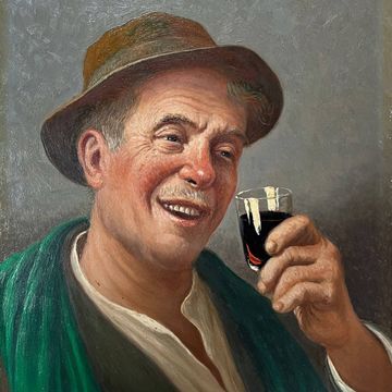 Tableau HSP L. NOIREAUT (1890-1960) "Laughing man drinking"