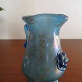Vase with handle and spout Scavo Seguso Vetri d'Arte iridescent glass Murano 1950