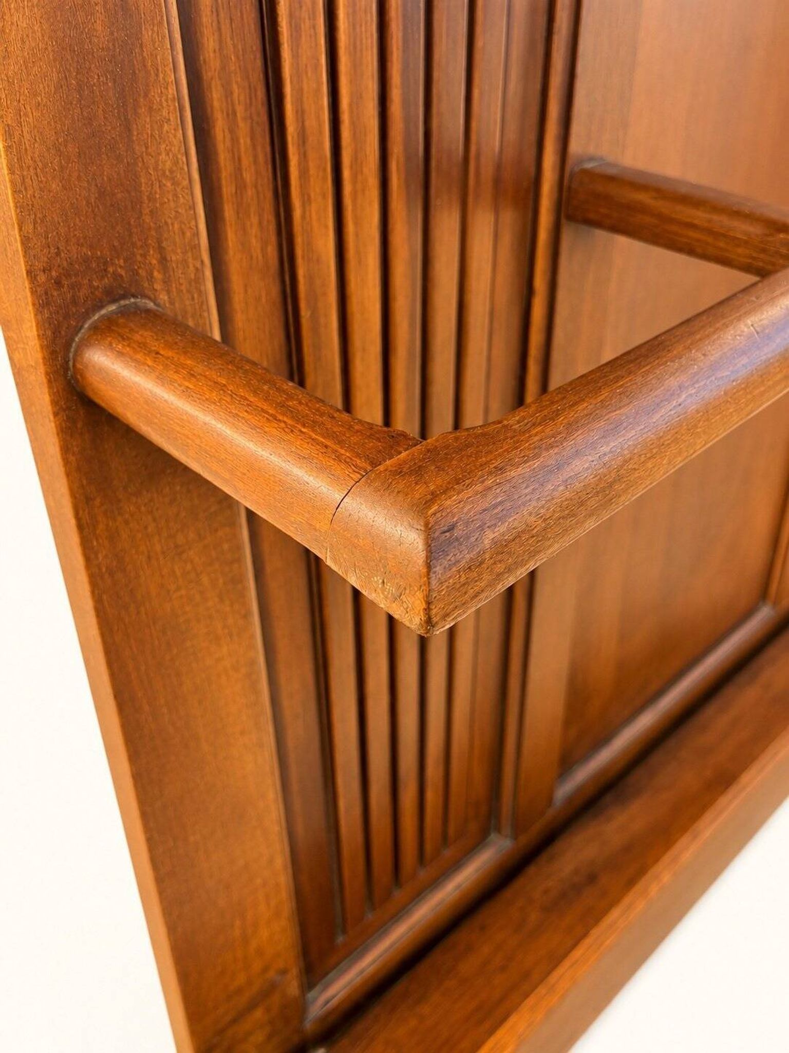 Art Deco wardrobe in carved solid oak with bevelled mirror, 1930.