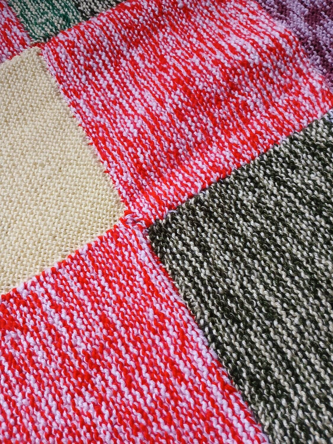 Plaid patchwork hand-knitted