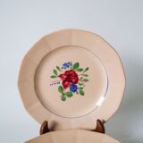 Set of 6 digoin sarreguemines dessert plates with pink flowers