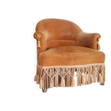 Golden yellow velvet toad armchair