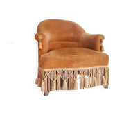Golden yellow velvet toad armchair