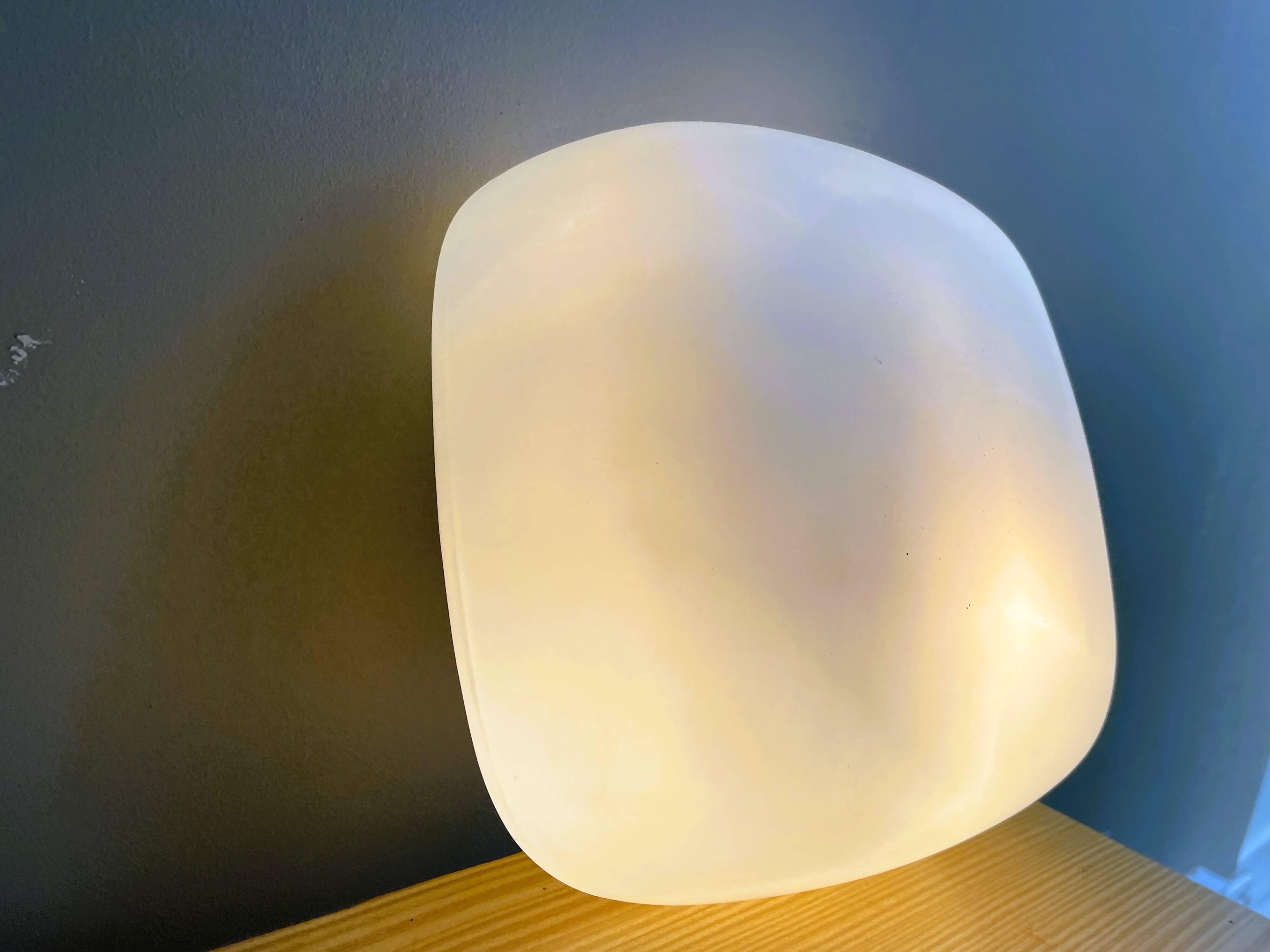 Minimalist white opaline glass flush mount pill lamp