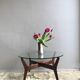 1960s round coffee table in teak and glass