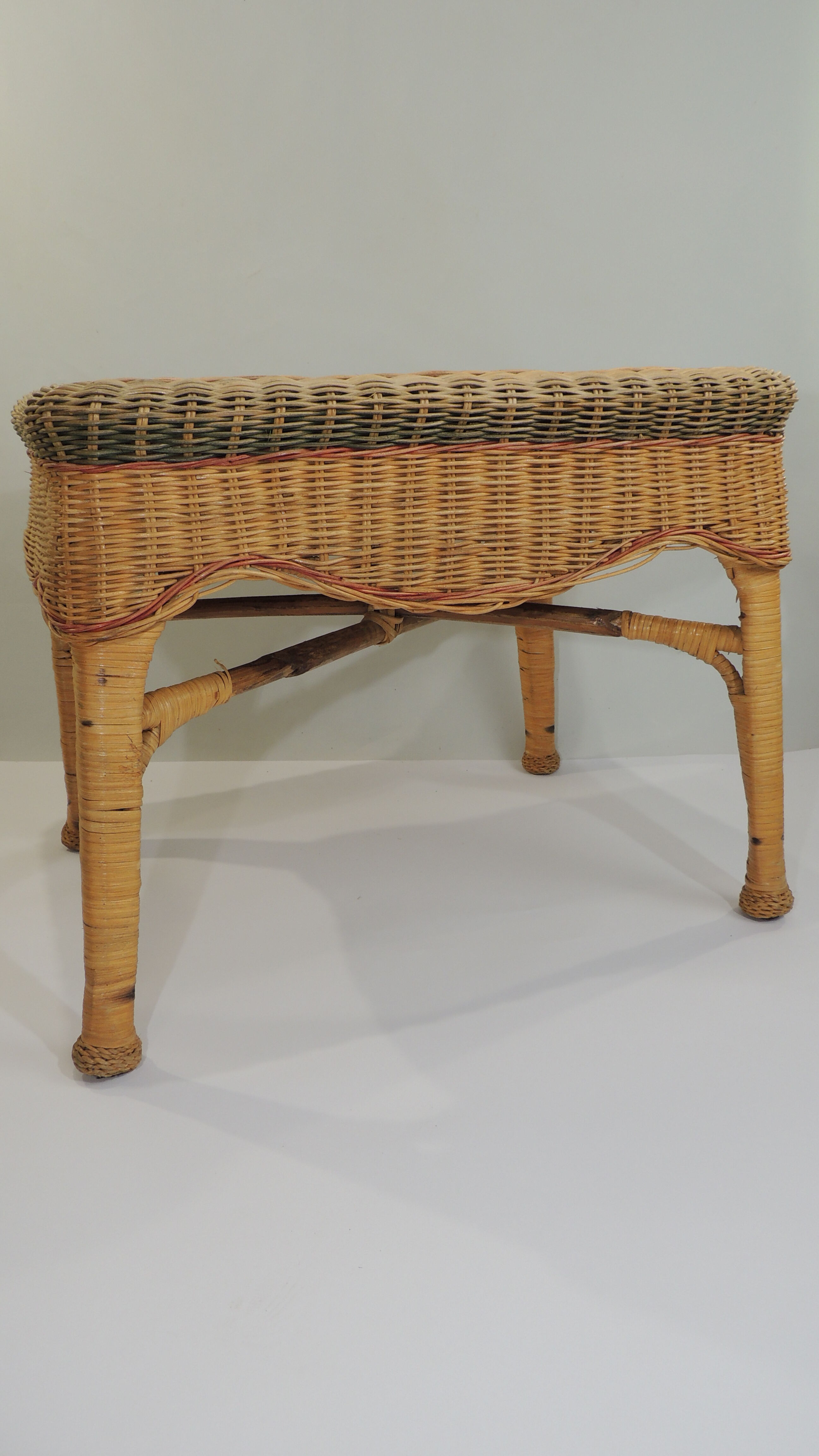 Rectangular woven wicker coffee table /Bamboo /rattan / vintage
