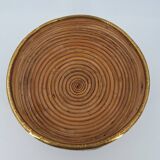 Circular rattan presentation cup rimmed with brass 1960/70 DLG Gabriella Crespi