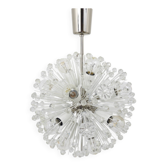 Blown glass lustre Dandelion Sputnik nickel-plated by Emil Stejnar, Rupert Nikoll