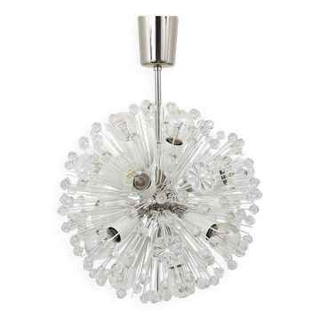 Lustre boule soufflée Dandelion Sputnik nickelé par Emil Stejnar, Rupert Nikoll