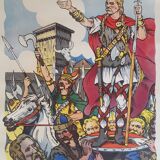 Clovis hoisted on the bulwark, educational poster edited by "Fernand Nathan Publisher", 50-60 years