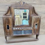 Art Deco Burmese Teak Barber Shelf Mirror