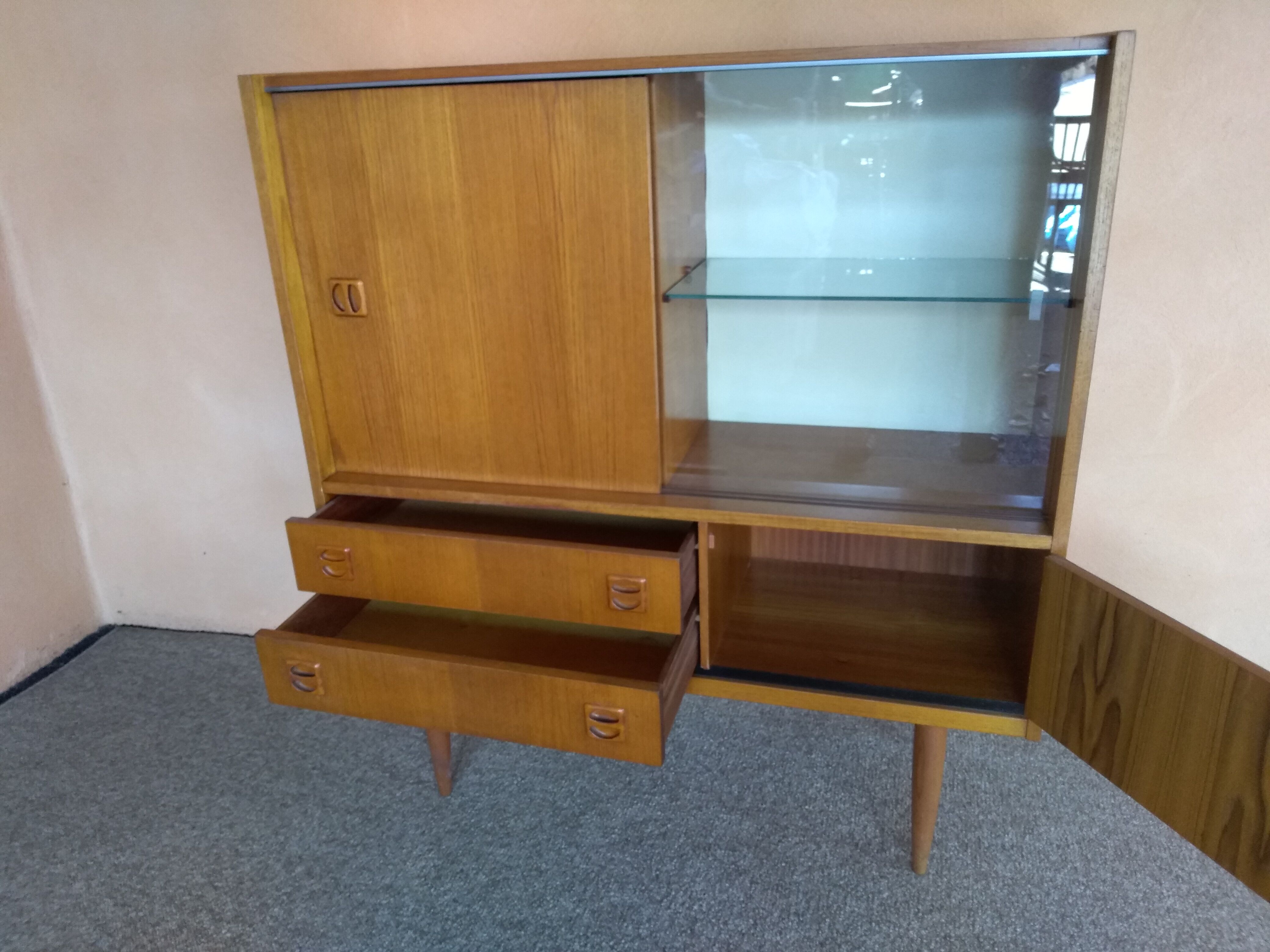 Scandinavian teak showcase storage cabinet 1960