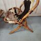Pair of armchairs bamboo leather skin rohé noordwolde