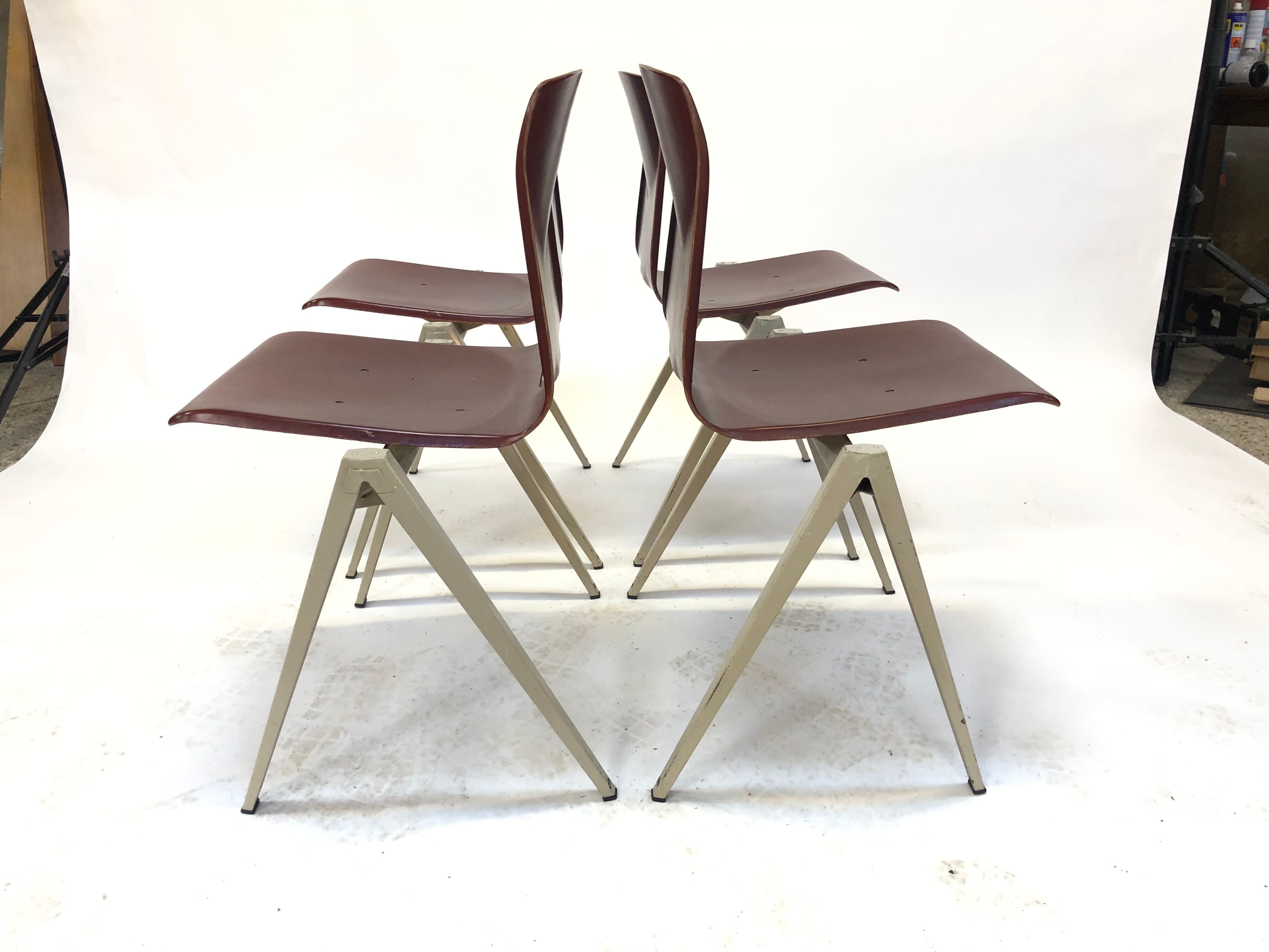 Lot of 4 vintage chairs Galvanitas S22 in the Netherlands