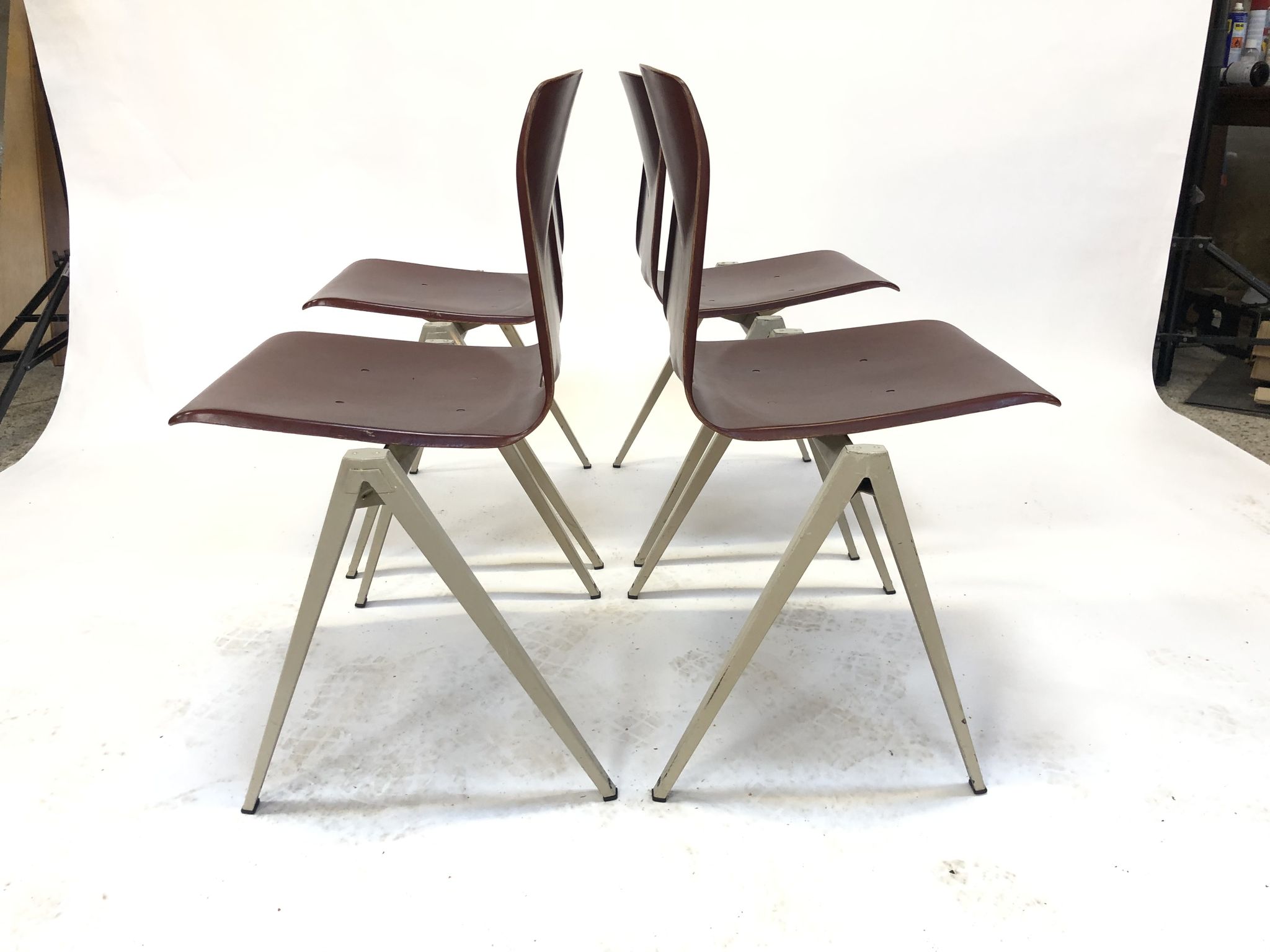 Lot of 4 vintage chairs Galvanitas S22 in the Netherlands