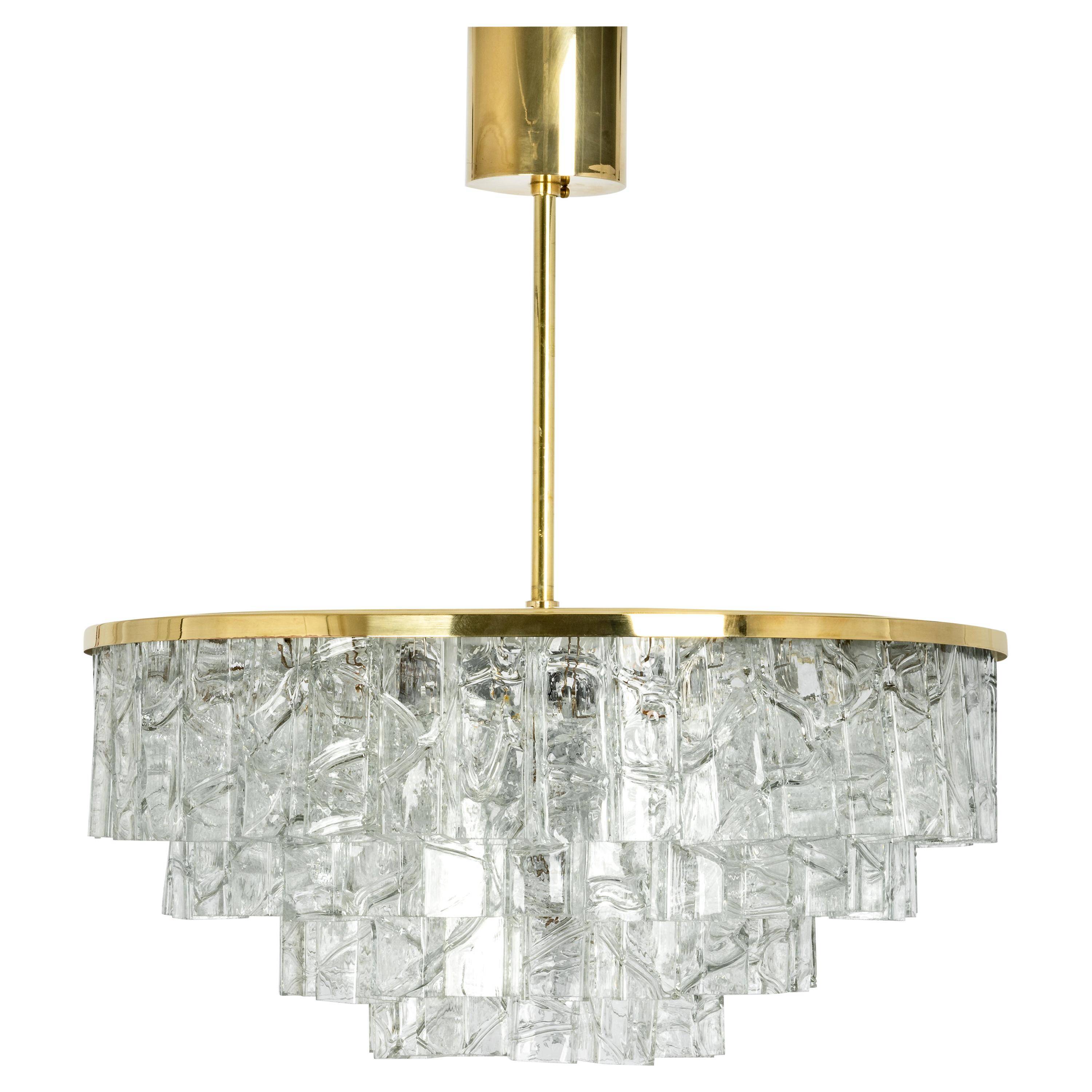 Doria Chandelier Mid-Century Frosted Glass, 1960s, Germany