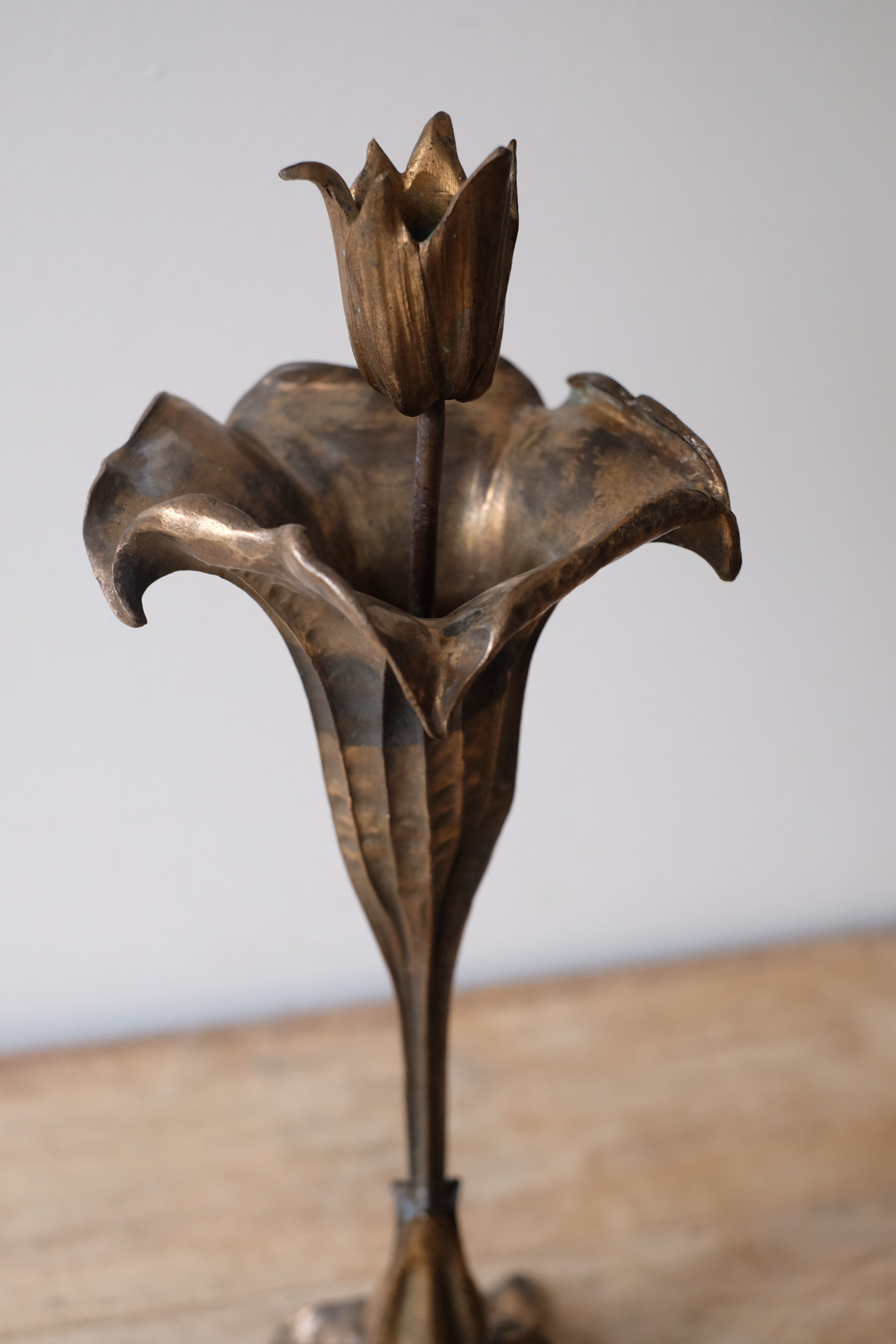 Art Nouveau bronze candle holder