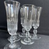 6 Champagne flutes – Baccarat/Saint Louis - Cut crystal - 19th century