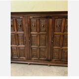 Antique neo-Gothic wardrobe with linen drawers.