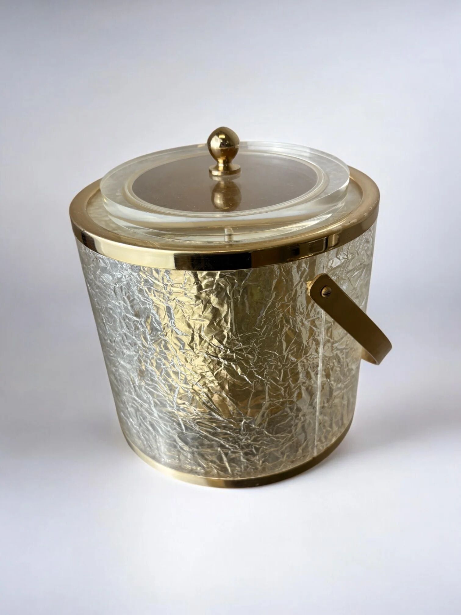 Dior style lucite ice bucket with tongs, Italy, 1970